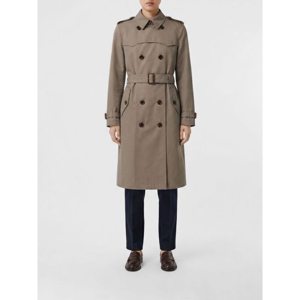 Double-Breasted Long Trench Coat Burberry In Silk And Cotton Blend With Belt